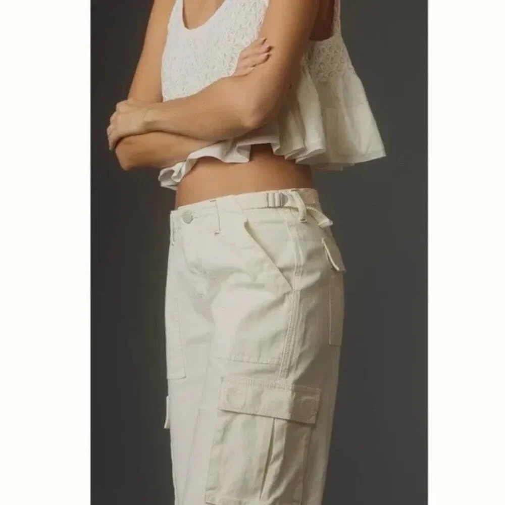 NWT Anthropologie Sanctuary Women's Reissue Cargo Pants Ivory XL - Picture 6 of 8